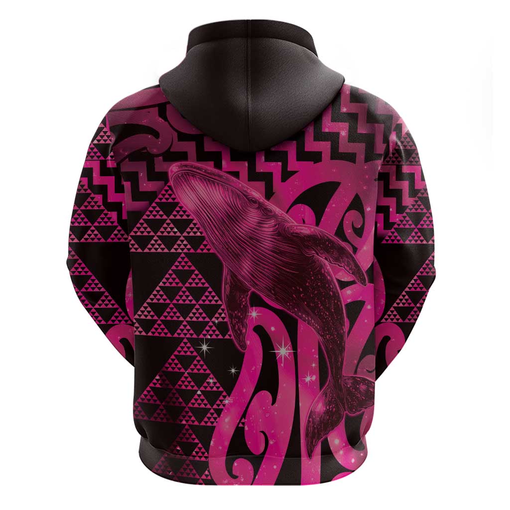 Humpback Whale Matariki New Zealand Zip Hoodie NZ Maori Paikea Poutama Luxury Pink LT14 - Polynesian Pride