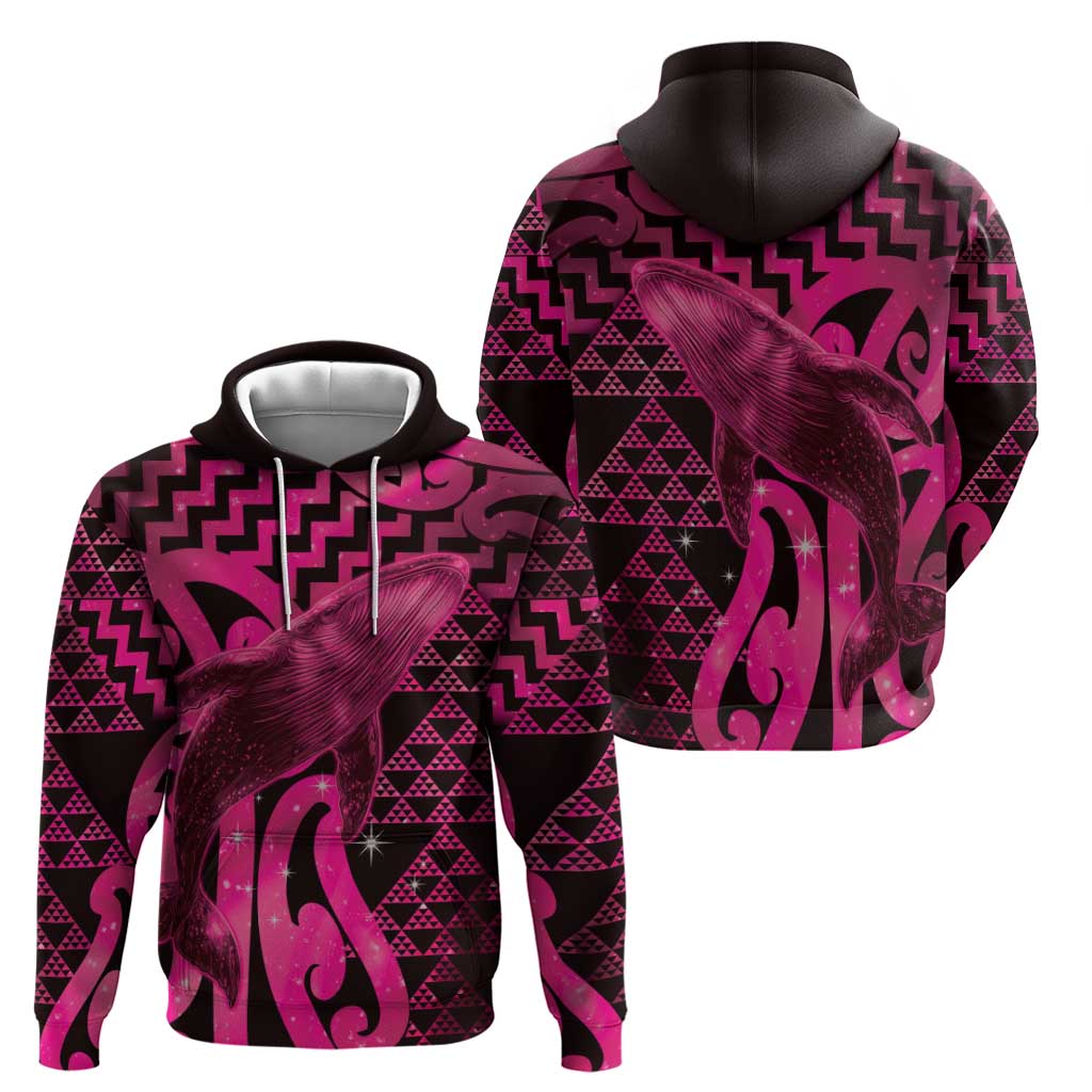 Humpback Whale Matariki New Zealand Zip Hoodie NZ Maori Paikea Poutama Luxury Pink LT14 - Polynesian Pride