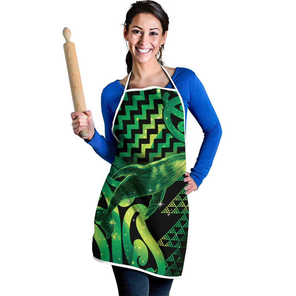 Humpback Whale Matariki New Zealand Apron NZ Maori Paikea Poutama Luxury Green LT14 - Polynesian Pride