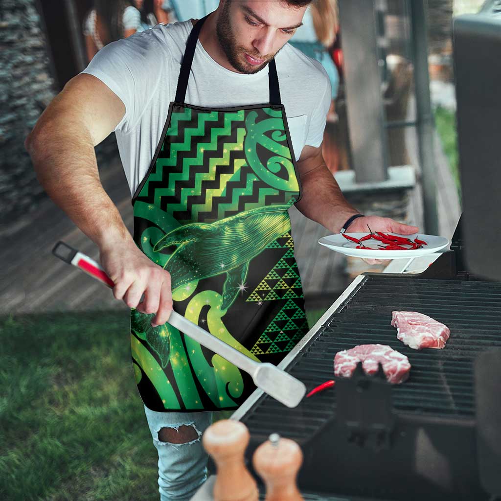 Humpback Whale Matariki New Zealand Apron NZ Maori Paikea Poutama Luxury Green LT14 - Polynesian Pride