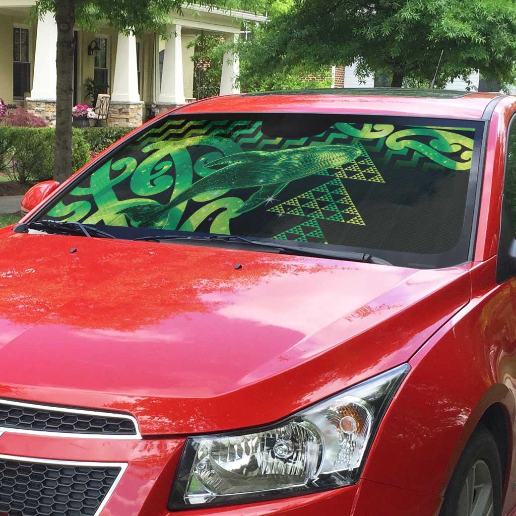 Humpback Whale Matariki New Zealand Auto Sun Shade NZ Maori Paikea Poutama Luxury Green LT14 - Polynesian Pride