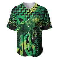 Humpback Whale Matariki New Zealand Baseball Jersey NZ Maori Paikea Poutama Luxury Green LT14 Green - Polynesian Pride