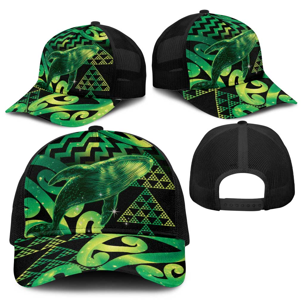 Humpback Whale Matariki New Zealand Baseball Net Cap NZ Maori Paikea Poutama Luxury Green LT14 - Polynesian Pride