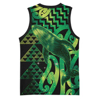 Humpback Whale Matariki New Zealand Basketball Jersey NZ Maori Paikea Poutama Luxury Green