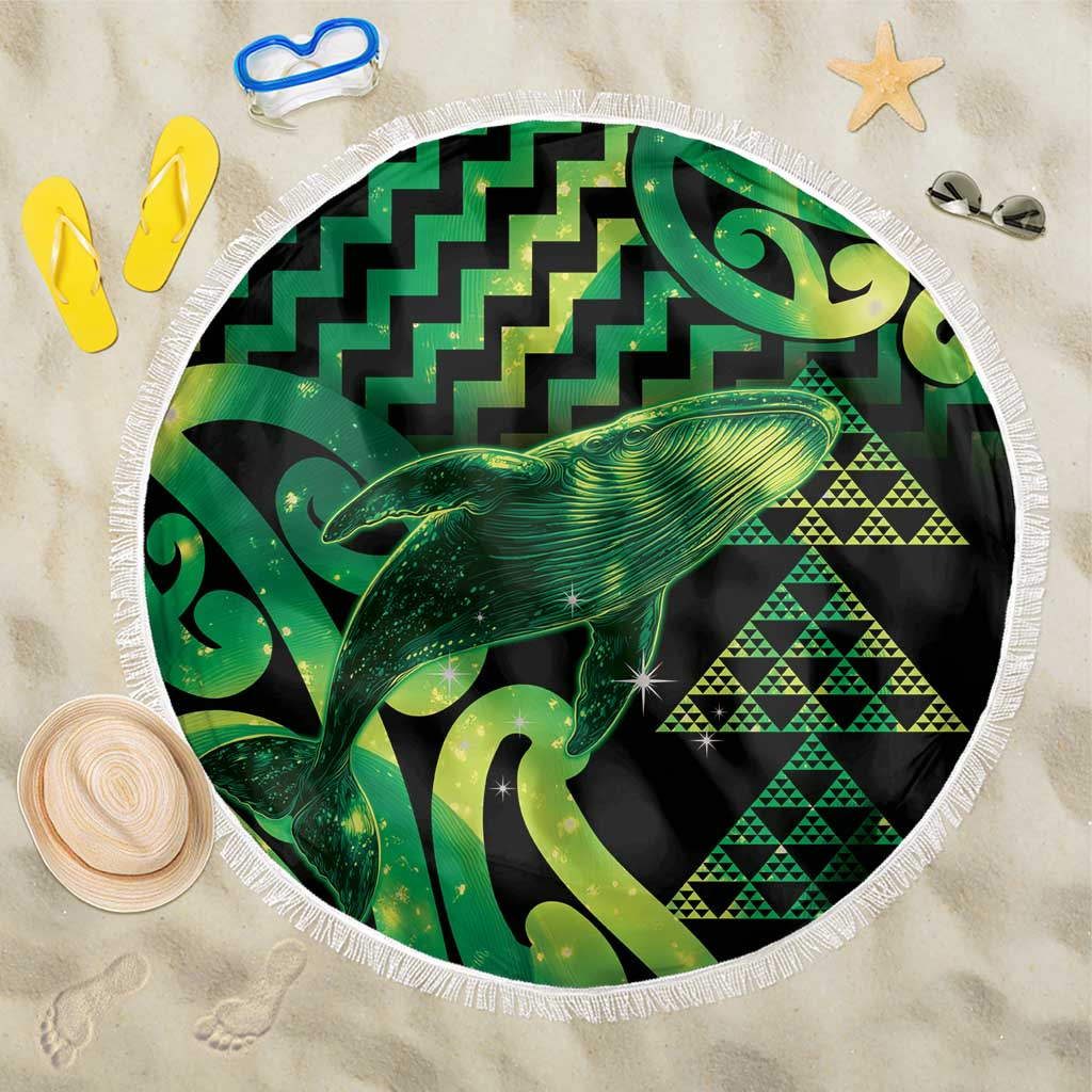 Humpback Whale Matariki New Zealand Beach Blanket NZ Maori Paikea Poutama Luxury Green