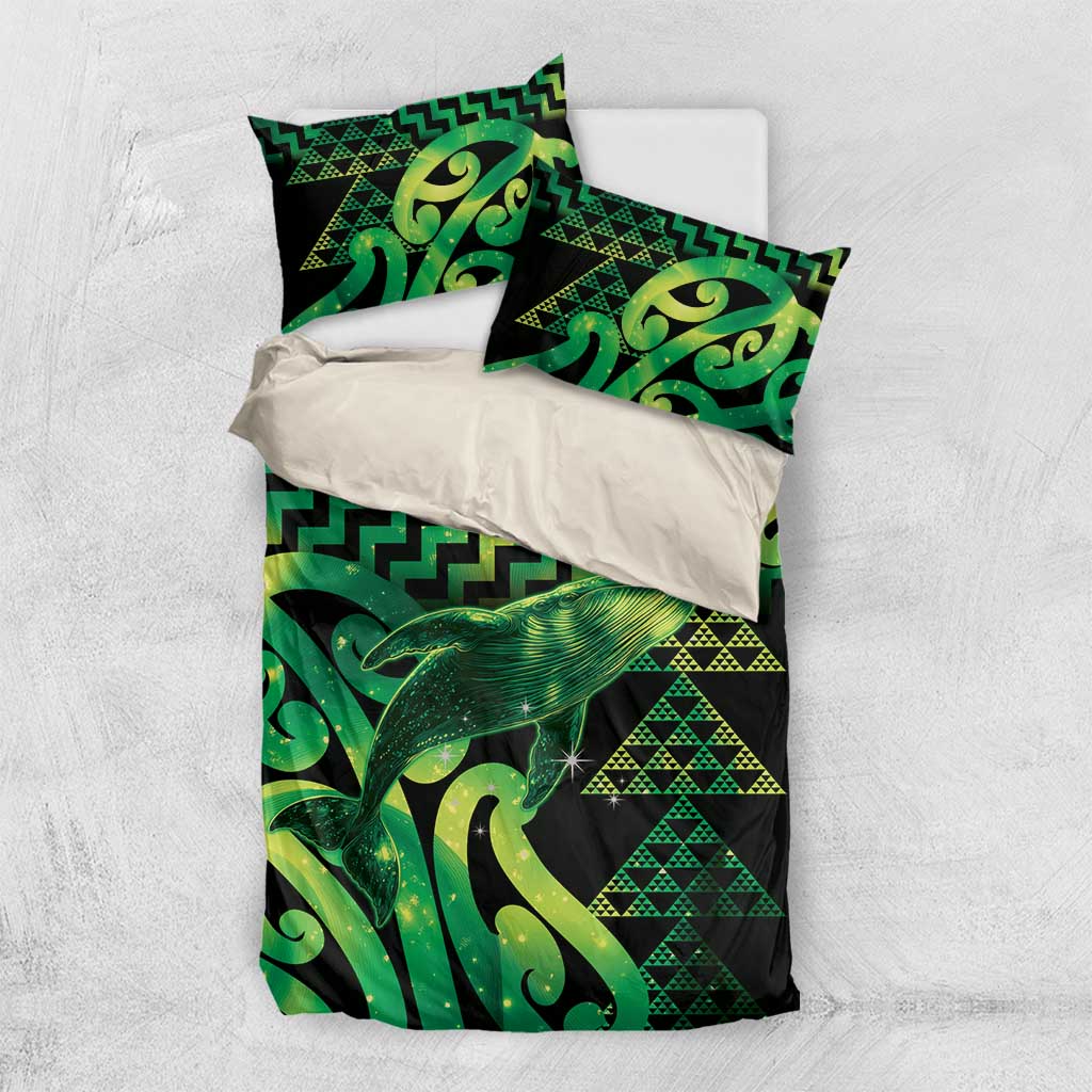 Humpback Whale Matariki New Zealand Bedding Set NZ Maori Paikea Poutama Luxury Green LT14 US Twin 172cm x 218cm Green - Polynesian Pride