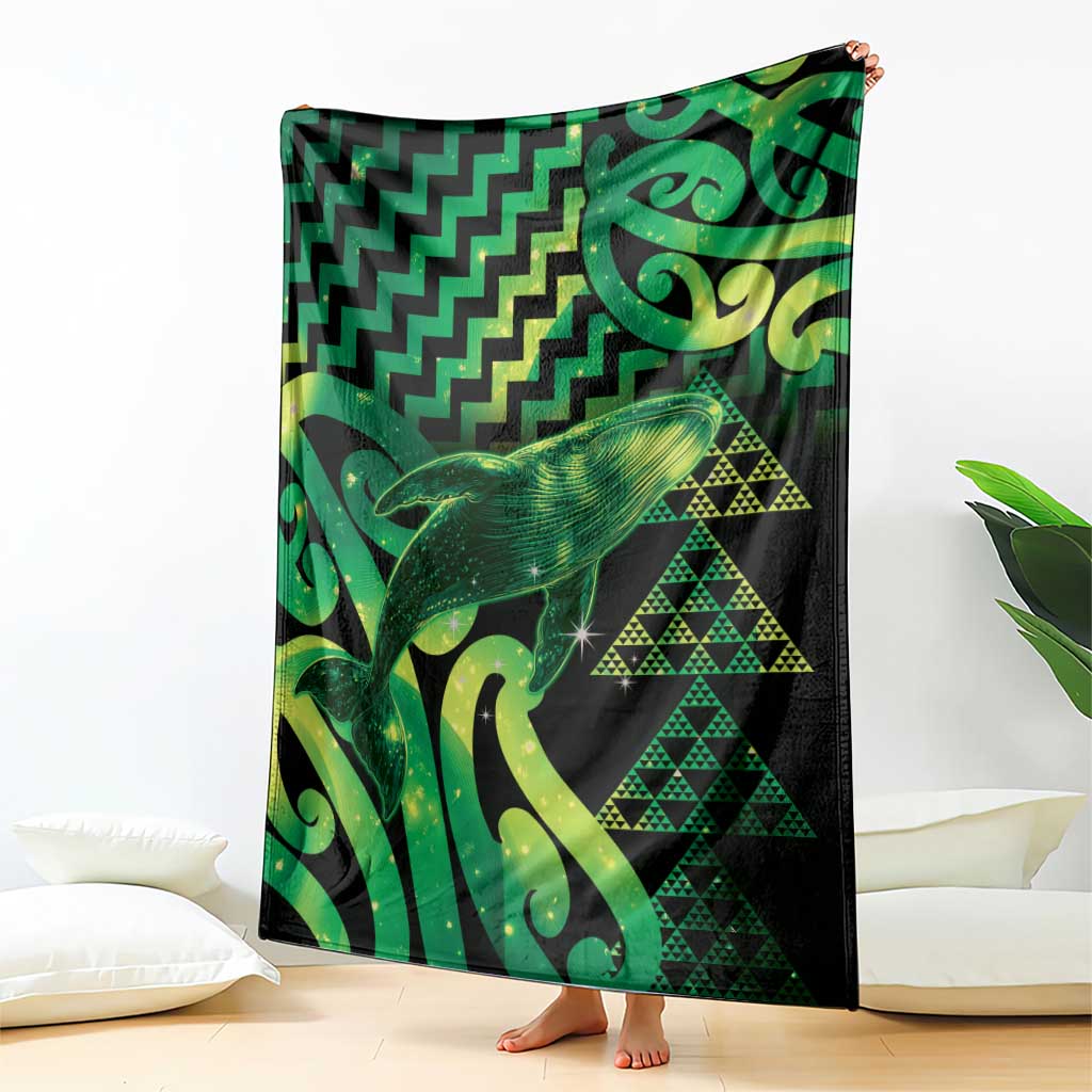 Humpback Whale Matariki New Zealand Blanket NZ Maori Paikea Poutama Luxury Green LT14 - Polynesian Pride