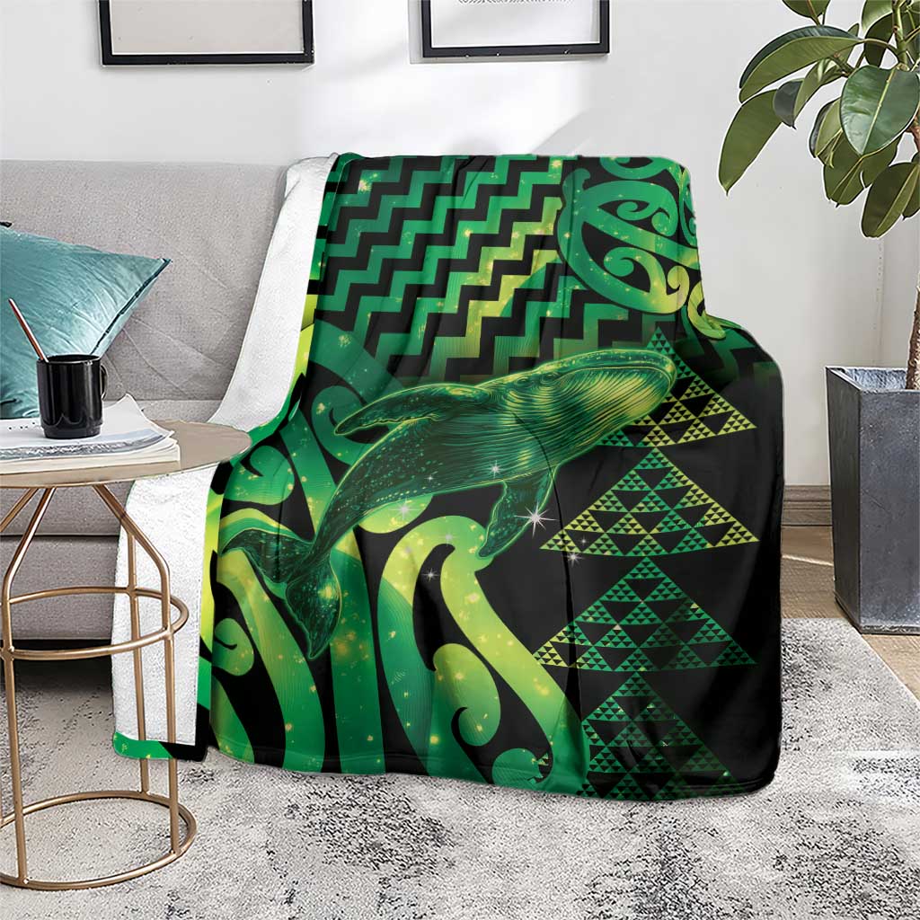 Humpback Whale Matariki New Zealand Blanket NZ Maori Paikea Poutama Luxury Green LT14 - Polynesian Pride
