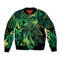Humpback Whale Matariki New Zealand Bomber Jacket NZ Maori Paikea Poutama Luxury Green