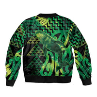 Humpback Whale Matariki New Zealand Bomber Jacket NZ Maori Paikea Poutama Luxury Green