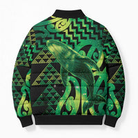 Humpback Whale Matariki New Zealand Bomber Puffer Jacket NZ Maori Paikea Poutama Luxury Green LT14 - Polynesian Pride