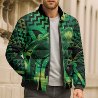 Humpback Whale Matariki New Zealand Bomber Puffer Jacket NZ Maori Paikea Poutama Luxury Green LT14 - Polynesian Pride