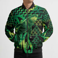 Humpback Whale Matariki New Zealand Bomber Puffer Jacket NZ Maori Paikea Poutama Luxury Green LT14 - Polynesian Pride