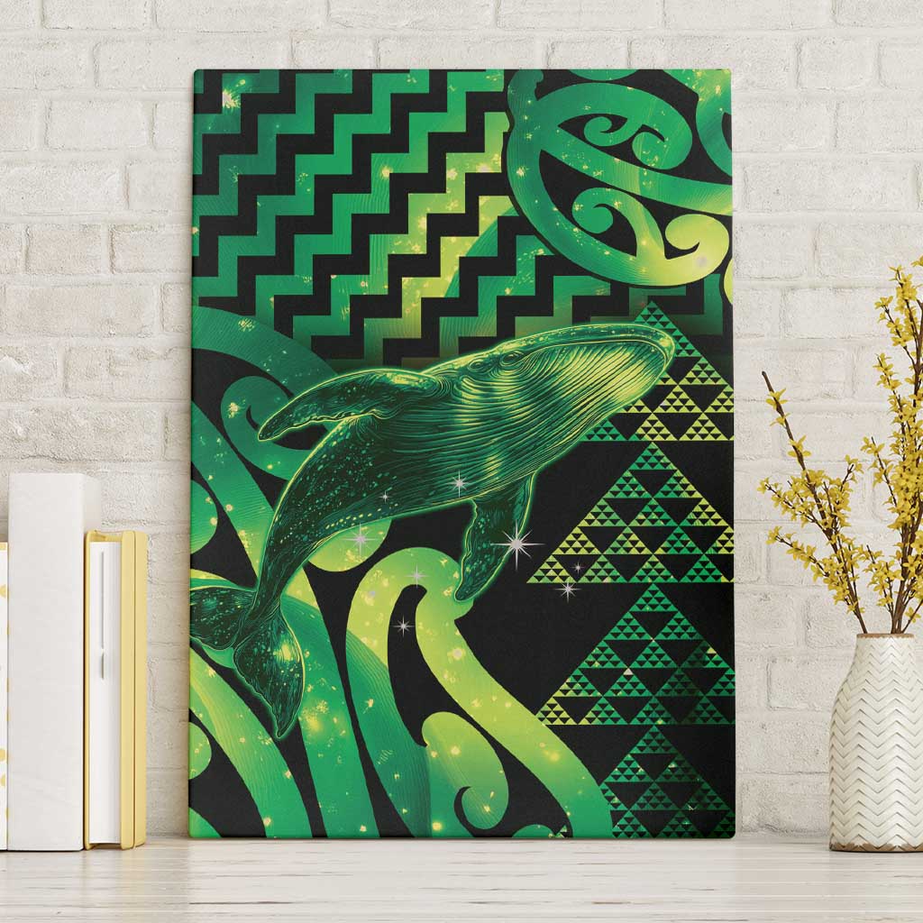 Humpback Whale Matariki New Zealand Canvas Wall Art NZ Maori Paikea Poutama Luxury Green LT14 Without Frame Green - Polynesian Pride