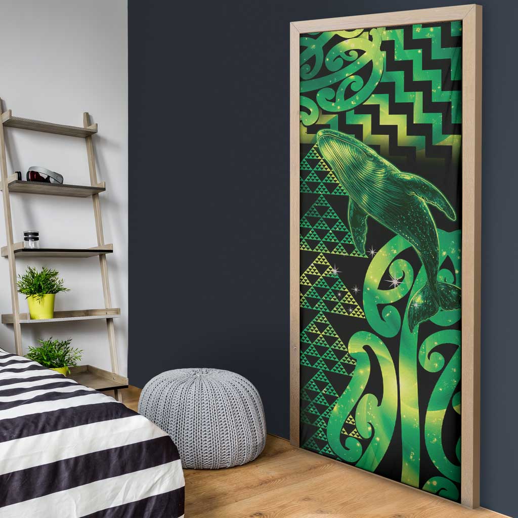 Humpback Whale Matariki New Zealand Door Cover NZ Maori Paikea Poutama Luxury Green LT14 - Polynesian Pride