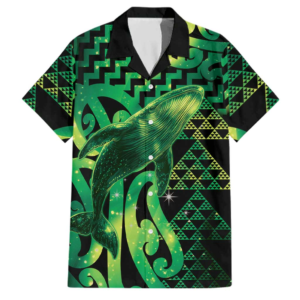 Humpback Whale Matariki New Zealand Family Matching Long Sleeve Bodycon Dress and Hawaiian Shirt NZ Maori Paikea Poutama Luxury Green LT14 Dad's Shirt - Short Sleeve Green - Polynesian Pride
