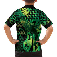Humpback Whale Matariki New Zealand Family Matching Summer Maxi Dress and Hawaiian Shirt NZ Maori Paikea Poutama Luxury Green LT14 - Polynesian Pride