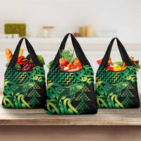 Humpback Whale Matariki New Zealand Grocery Bag NZ Maori Paikea Poutama Luxury Green LT14 3-pack One Size Green - Polynesian Pride