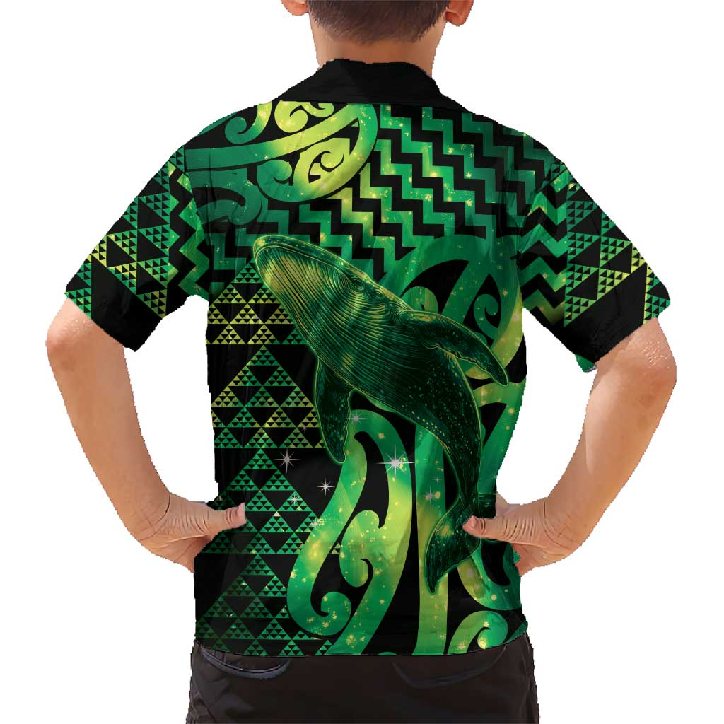 Humpback Whale Matariki New Zealand Hawaiian Shirt NZ Maori Paikea Poutama Luxury Green