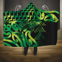 Humpback Whale Matariki New Zealand Hooded Blanket NZ Maori Paikea Poutama Luxury Green LT14 - Polynesian Pride