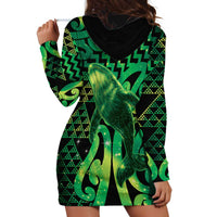 Humpback Whale Matariki New Zealand Hoodie Dress NZ Maori Paikea Poutama Luxury Green LT14 - Polynesian Pride