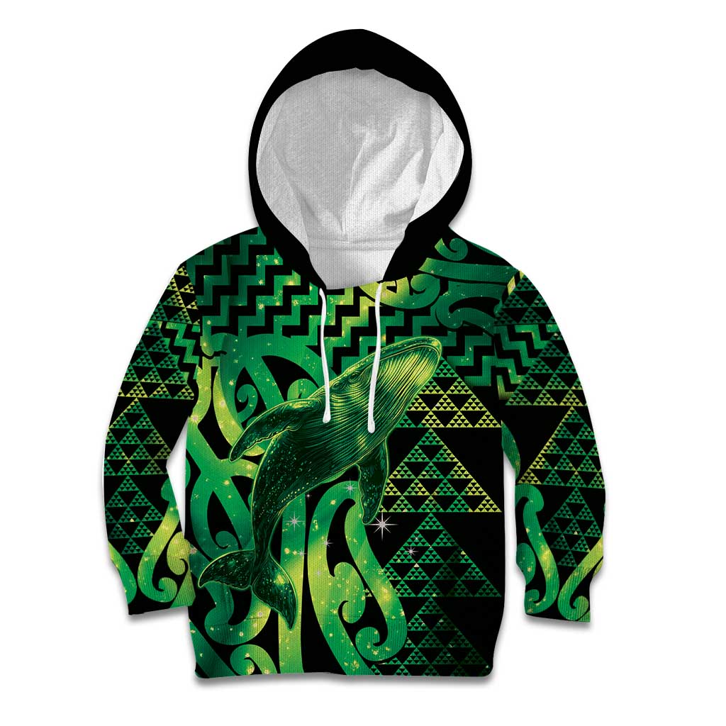 Humpback Whale Matariki New Zealand Kid Hoodie NZ Maori Paikea Poutama Luxury Green