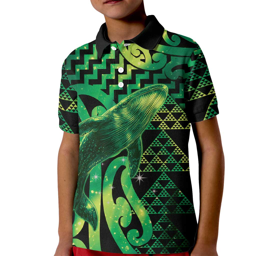 Humpback Whale Matariki New Zealand Kid Polo Shirt NZ Maori Paikea Poutama Luxury Green