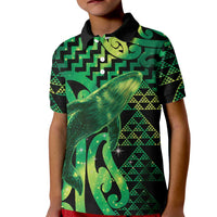 Humpback Whale Matariki New Zealand Kid Polo Shirt NZ Maori Paikea Poutama Luxury Green