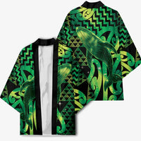 Humpback Whale Matariki New Zealand Kimono NZ Maori Paikea Poutama Luxury Green LT14 - Polynesian Pride