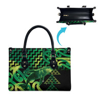 Humpback Whale Matariki New Zealand Leather Bag NZ Maori Paikea Poutama Luxury Green LT14 - Polynesian Pride