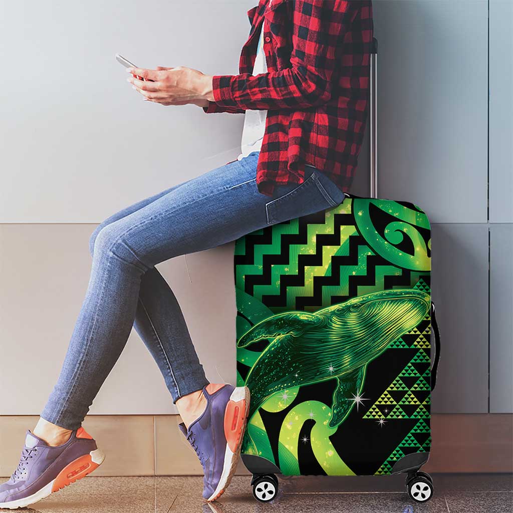 Humpback Whale Matariki New Zealand Luggage Cover NZ Maori Paikea Poutama Luxury Green