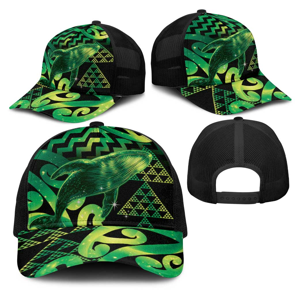 Humpback Whale Matariki New Zealand Mesh Trucker Cap NZ Maori Paikea Poutama Luxury Green LT14 - Polynesian Pride