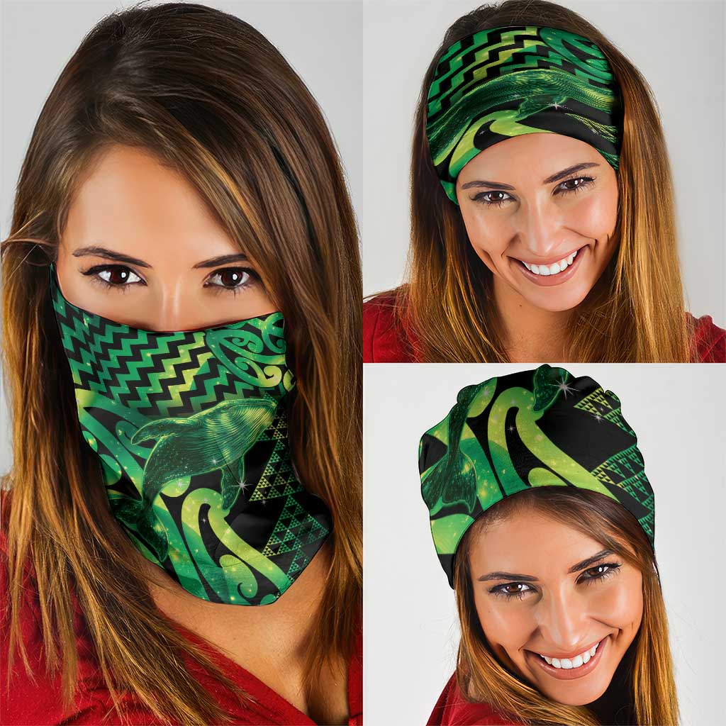 Humpback Whale Matariki New Zealand Neck Gaiter NZ Maori Paikea Poutama Luxury Green LT14 - Polynesian Pride