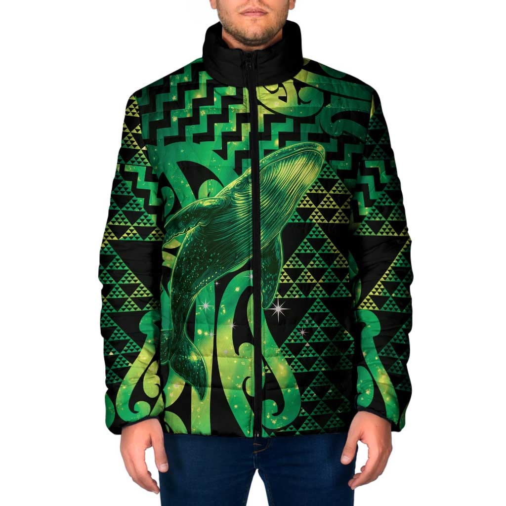 Humpback Whale Matariki New Zealand Padded Jacket NZ Maori Paikea Poutama Luxury Green LT14 Men Green - Polynesian Pride