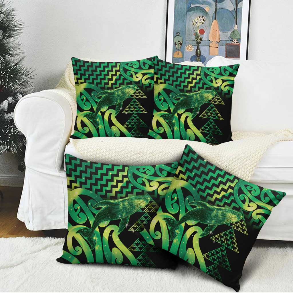 Humpback Whale Matariki New Zealand Pillow Cover NZ Maori Paikea Poutama Luxury Green LT14 - Polynesian Pride