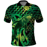 Humpback Whale Matariki New Zealand Polo Shirt NZ Maori Paikea Poutama Luxury Green
