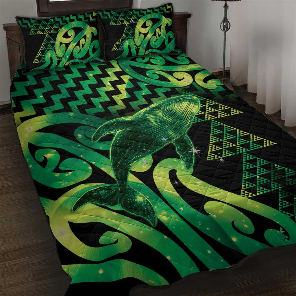 Humpback Whale Matariki New Zealand Quilt Bed Set NZ Maori Paikea Poutama Luxury Green LT14 Green - Polynesian Pride