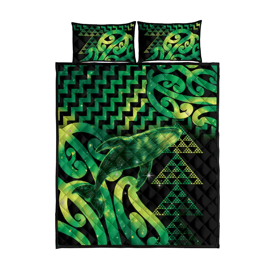 Humpback Whale Matariki New Zealand Quilt Bed Set NZ Maori Paikea Poutama Luxury Green LT14 - Polynesian Pride