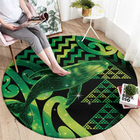 Humpback Whale Matariki New Zealand Round Carpet NZ Maori Paikea Poutama Luxury Green LT14 - Polynesian Pride