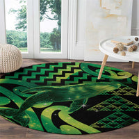 Humpback Whale Matariki New Zealand Round Carpet NZ Maori Paikea Poutama Luxury Green LT14 - Polynesian Pride