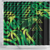 Humpback Whale Matariki New Zealand Shower Curtain NZ Maori Paikea Poutama Luxury Green LT14 - Polynesian Pride
