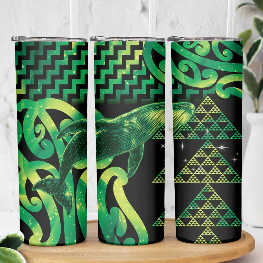 Humpback Whale Matariki New Zealand Skinny Tumbler NZ Maori Paikea Poutama Luxury Green LT14 - Polynesian Pride