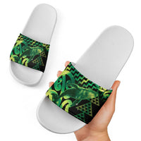 Humpback Whale Matariki New Zealand Slide Sandals NZ Maori Paikea Poutama Luxury Green LT14 - Polynesian Pride