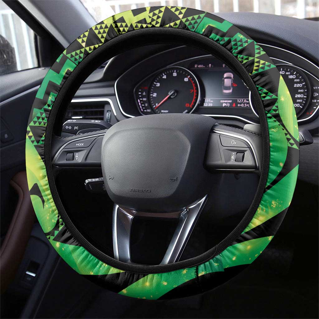 Humpback Whale Matariki New Zealand Steering Wheel Cover NZ Maori Paikea Poutama Luxury Green LT14 - Polynesian Pride