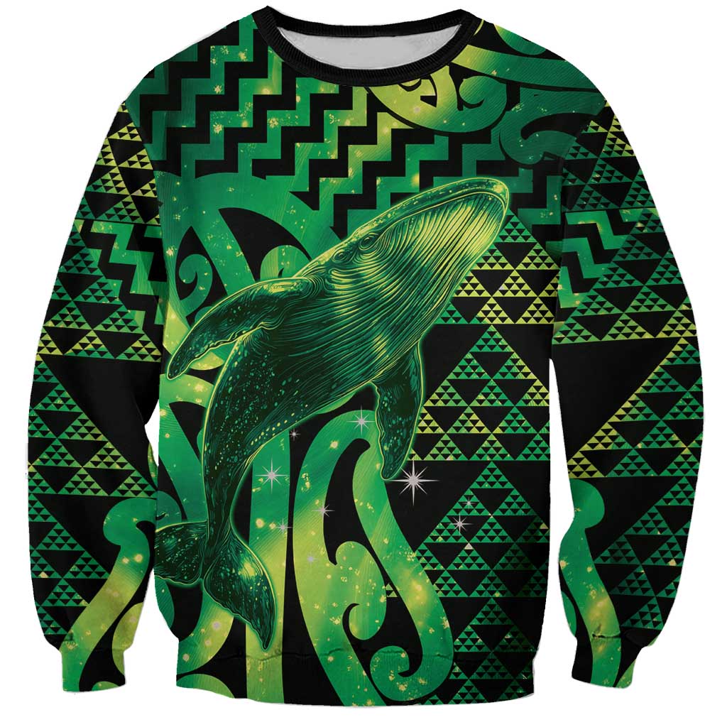Humpback Whale Matariki New Zealand Sweatshirt NZ Maori Paikea Poutama Luxury Green LT14 Unisex Green - Polynesian Pride