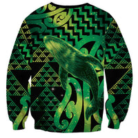 Humpback Whale Matariki New Zealand Sweatshirt NZ Maori Paikea Poutama Luxury Green LT14 - Polynesian Pride