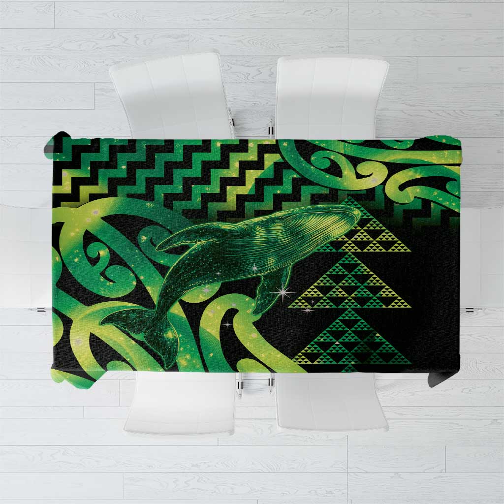 Humpback Whale Matariki New Zealand Tablecloth NZ Maori Paikea Poutama Luxury Green