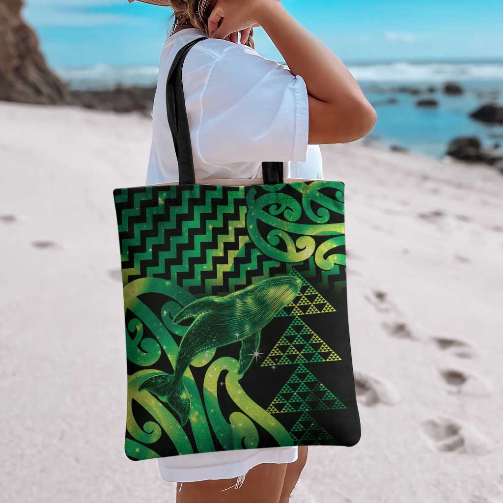 Humpback Whale Matariki New Zealand Tote Bag NZ Maori Paikea Poutama Luxury Green LT14 - Polynesian Pride