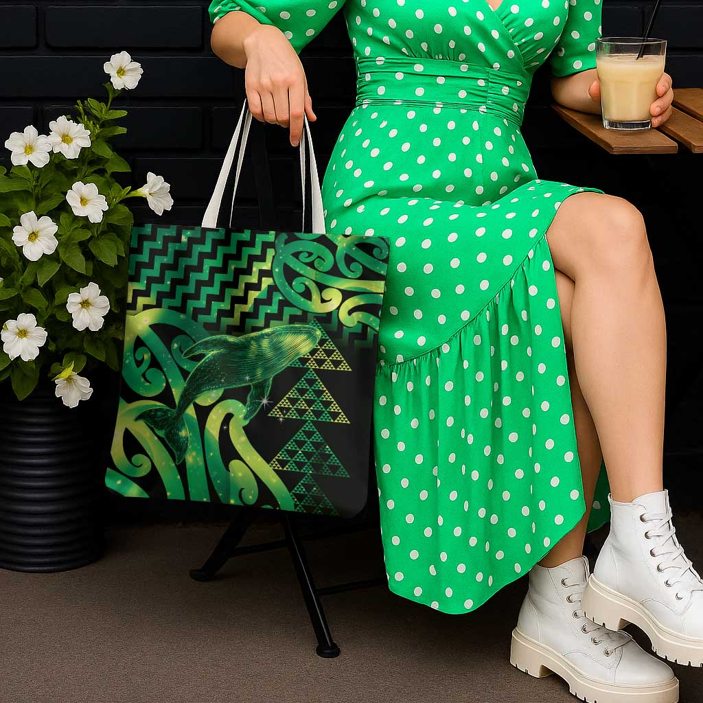 Humpback Whale Matariki New Zealand Tote Bag NZ Maori Paikea Poutama Luxury Green LT14 - Polynesian Pride