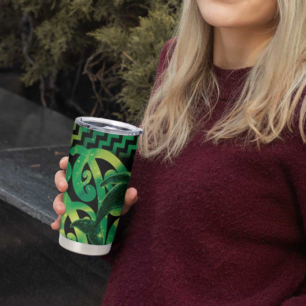 Humpback Whale Matariki New Zealand Tumbler Cup NZ Maori Paikea Poutama Luxury Green LT14 - Polynesian Pride